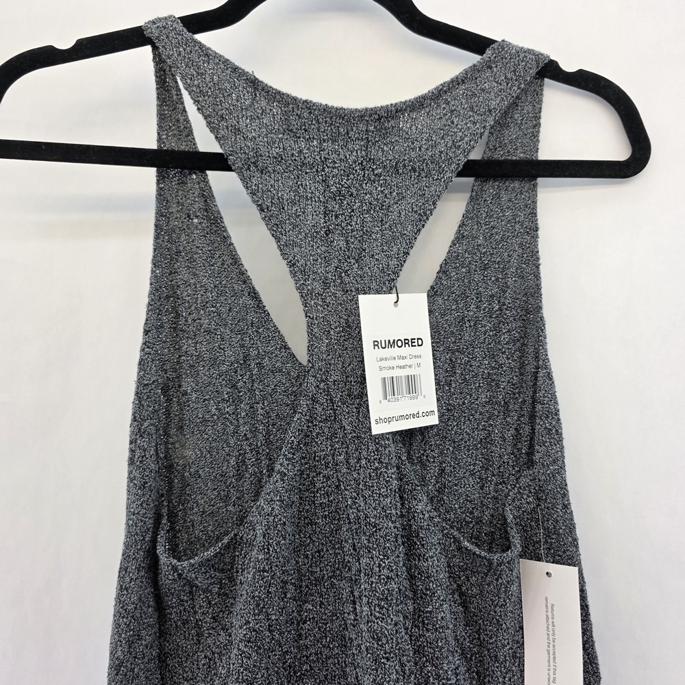 RUMORED Lakeville Maxi Dress Womens M Smoke Heather Knit Halter Racerback Tank - Picture 8 of 12